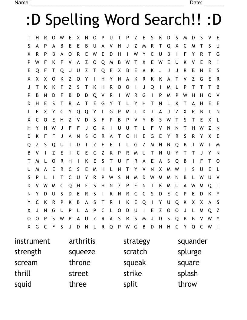:D Spelling Word Search!! :D