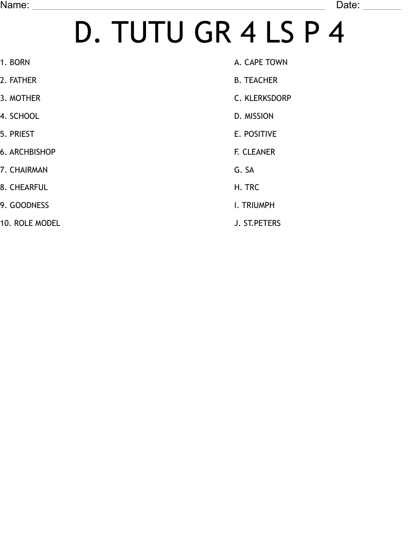 D. TUTU GR 4 LS P 4 Worksheet
