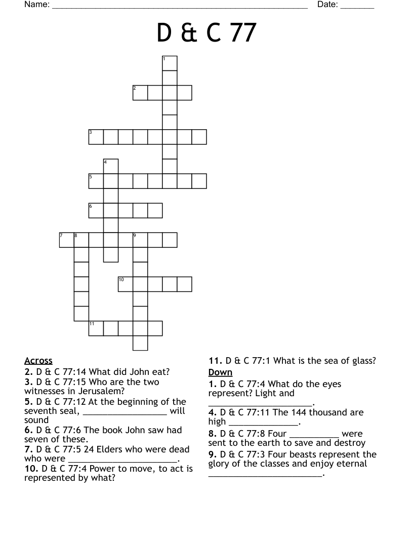 D & C 77 Crossword