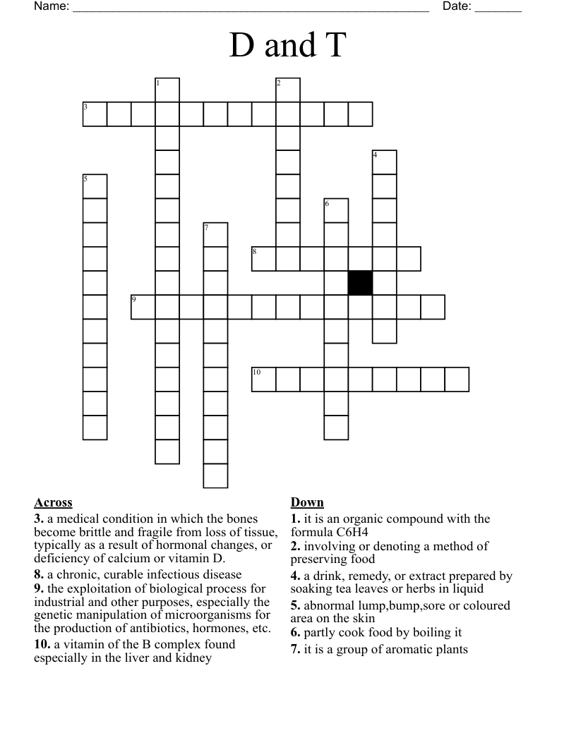 D and T  Crossword