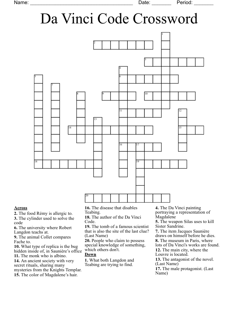 Da Vinci Code Crossword