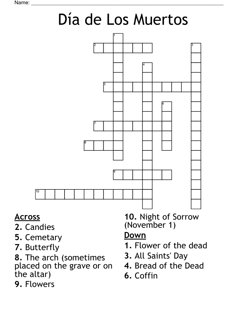 Día de Los Muertos  Crossword