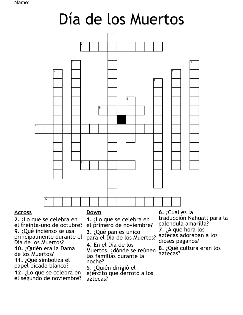 Día de los Muertos Crossword