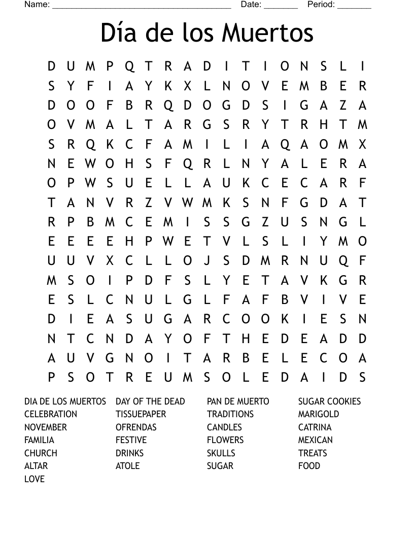 Día de los Muertos Word Search