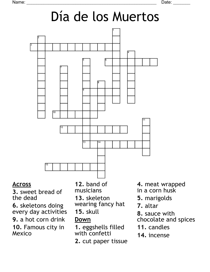 Día de los Muertos Crossword