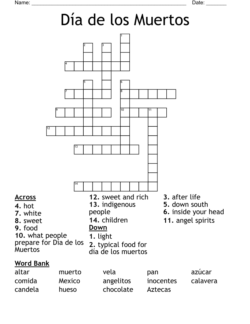 Día de los Muertos  Crossword