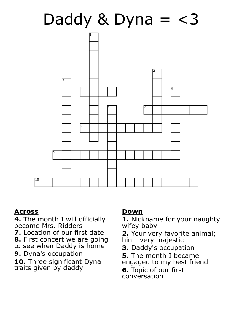 Daddy & Dyna = <3 Crossword