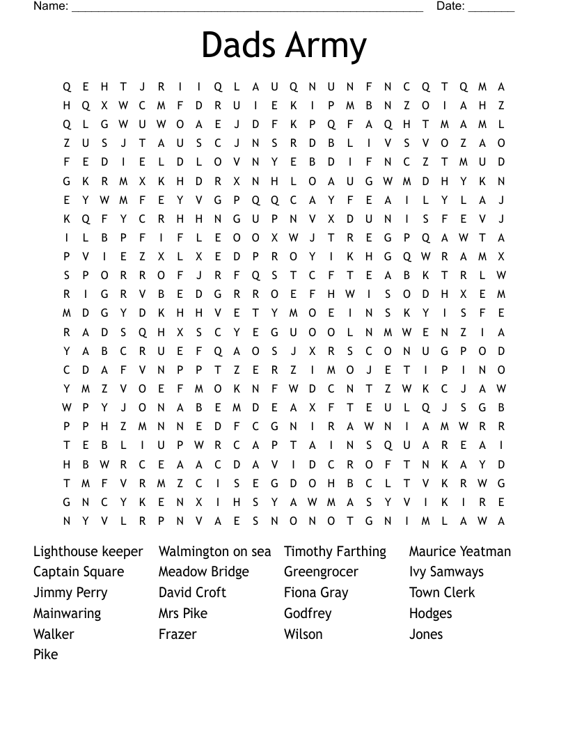 Dads Army Word Search