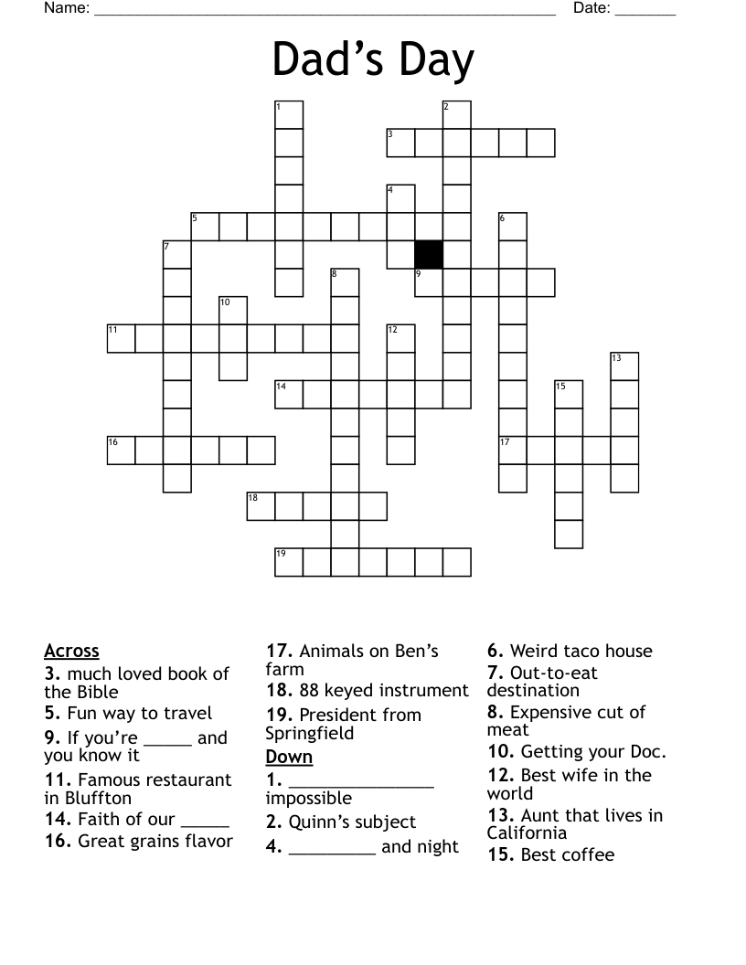Dad’s Day Crossword
