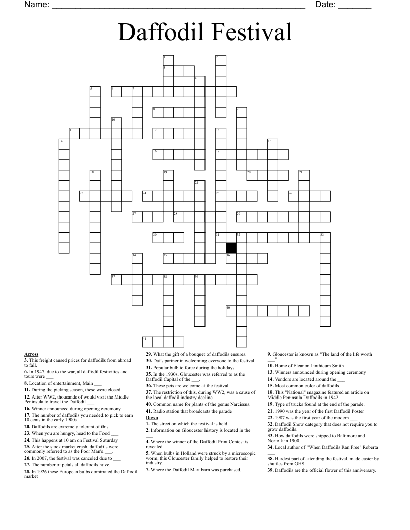 Daffodil Festival Crossword