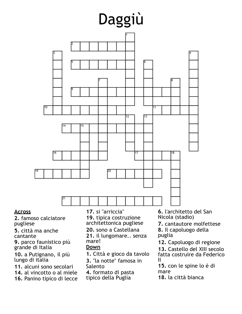 Daggiù Crossword