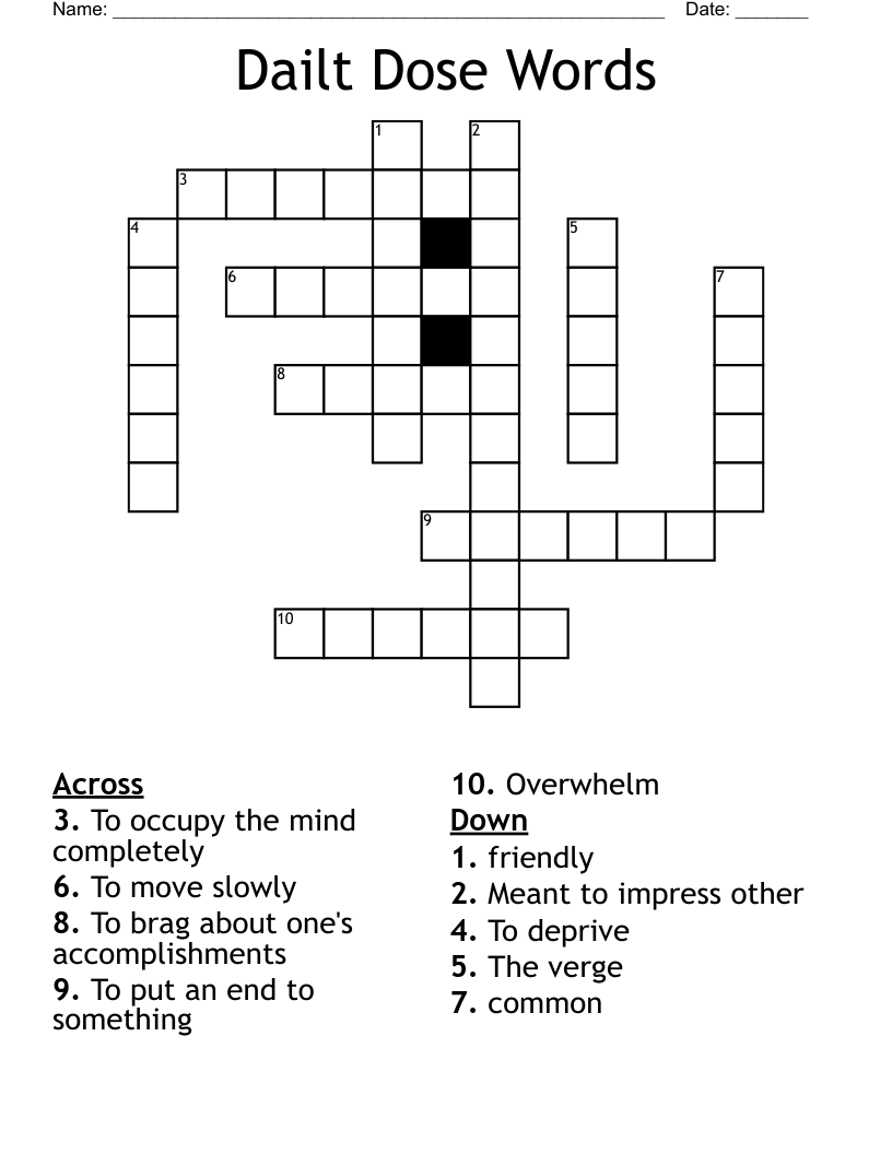 Dailt Dose Words  Crossword