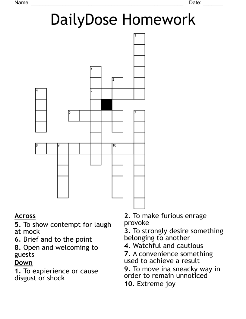 DailyDose Homework  Crossword