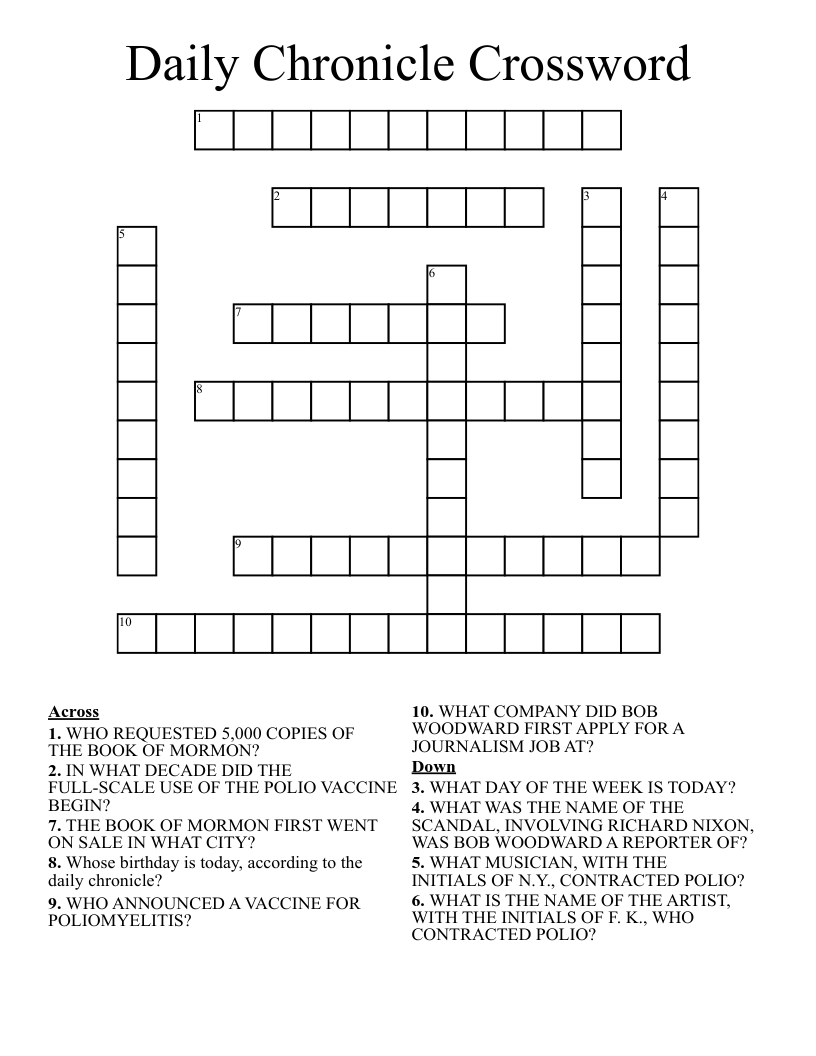 Daily Chronicle Crossword