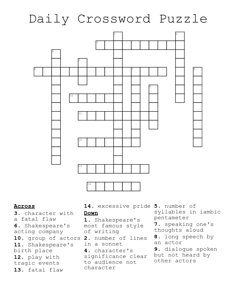 Daily Crossword Puzzle 