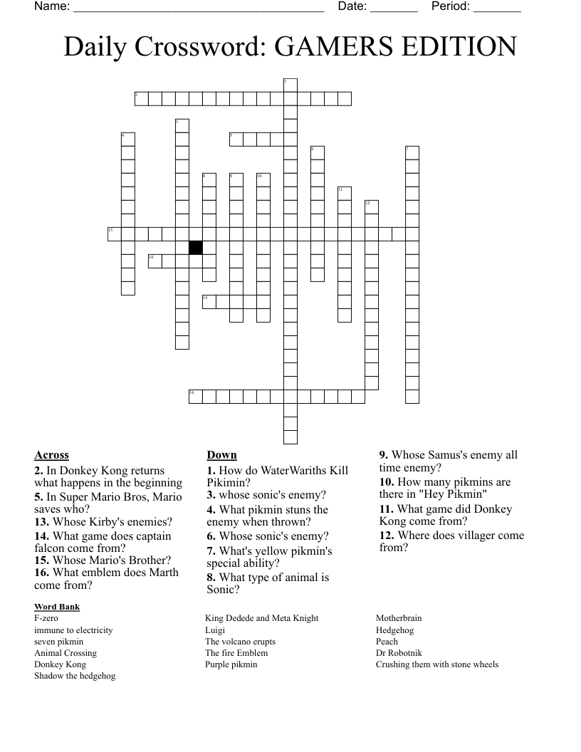 Daily Crossword:  GAMERS EDITION