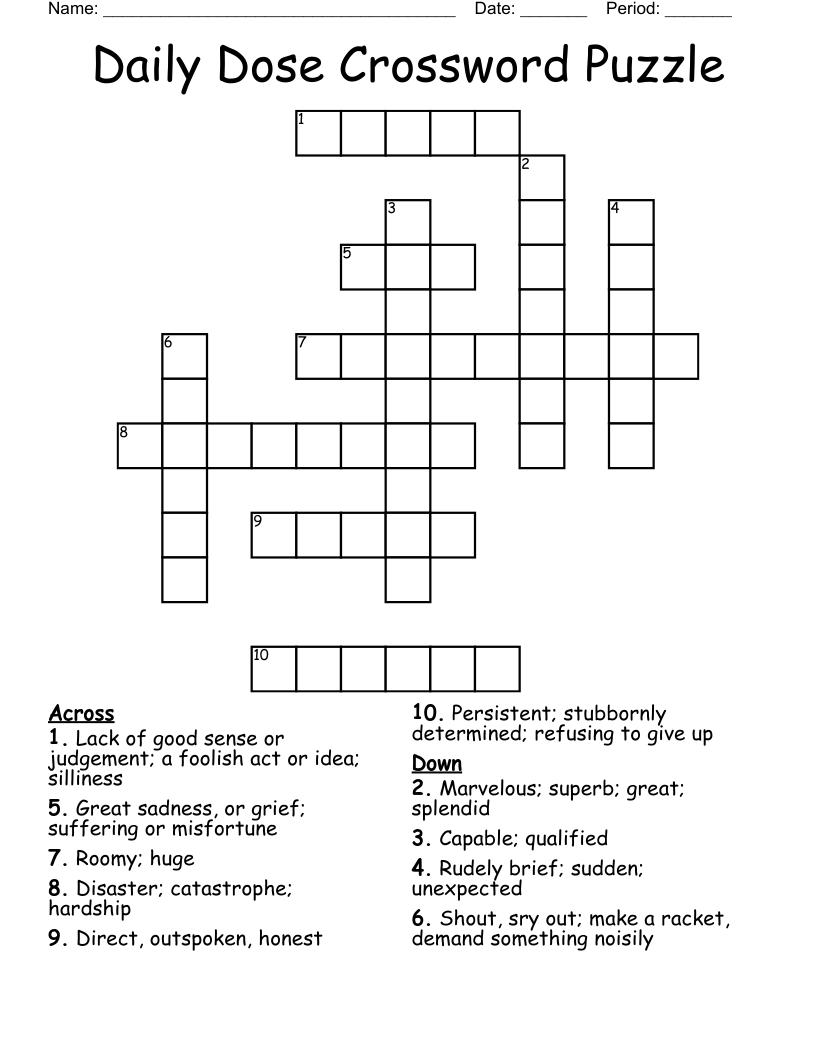 Daily Dose Crossword Puzzle 