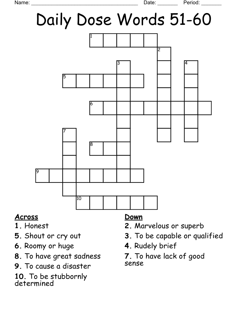 Daily Dose Words 51-60  Crossword