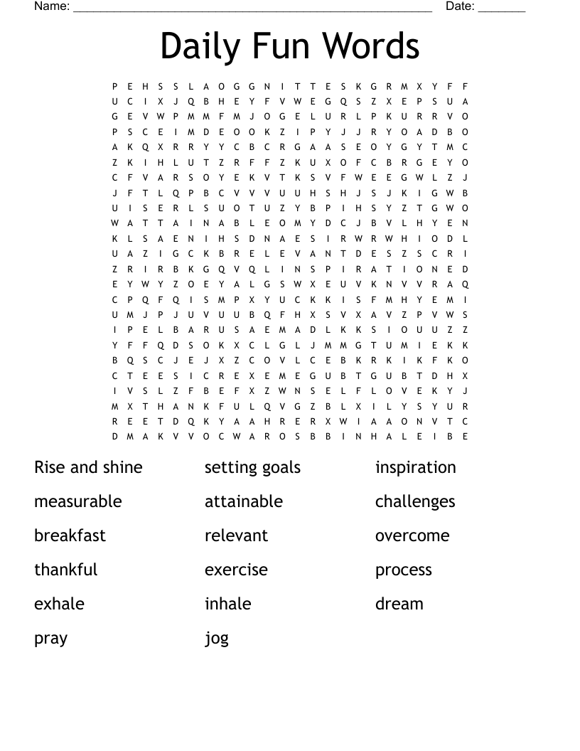 Daily Fun Words Word Search