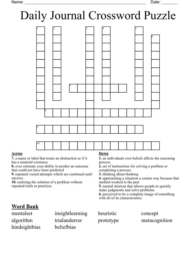Daily Journal Crossword Puzzle
