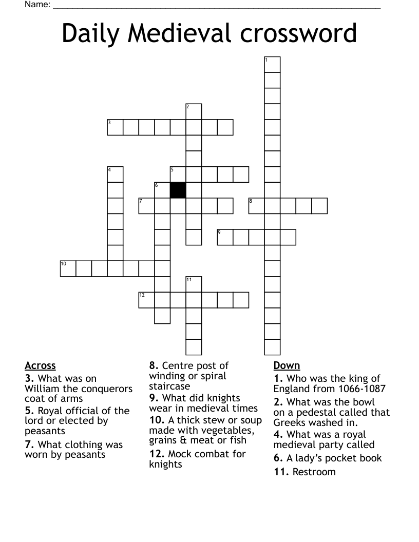 Daily Medieval crossword