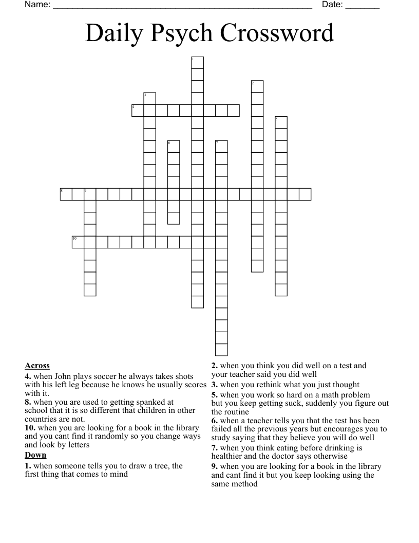 Daily Psych Crossword