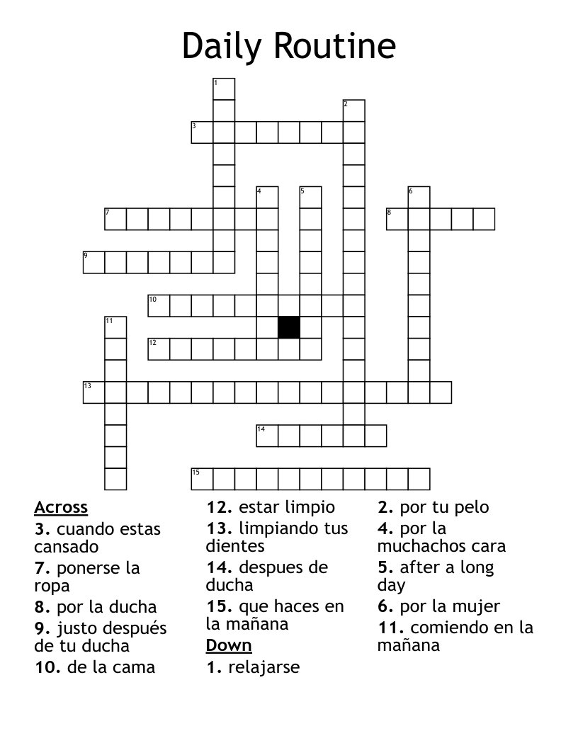 Daily Routine Crossword