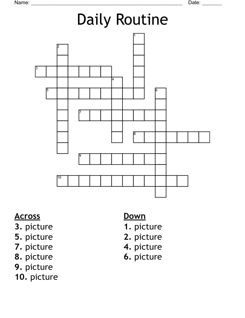 Daily Routine Crossword