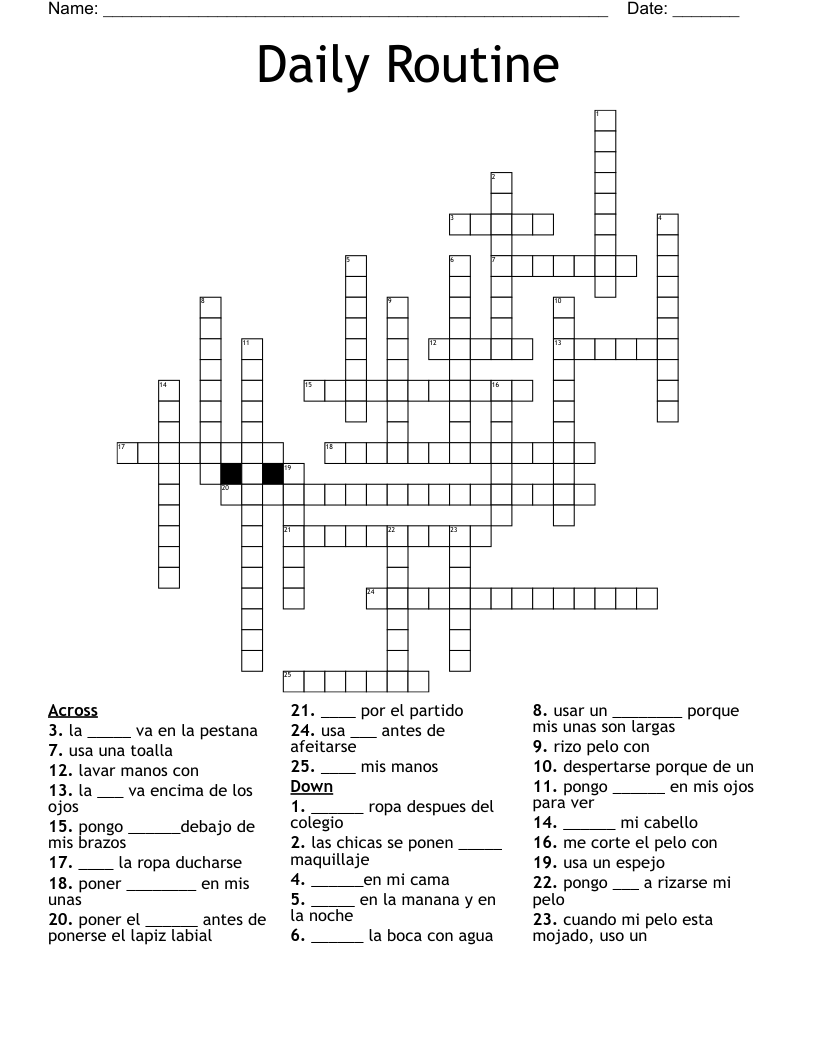 Daily Routine  Crossword