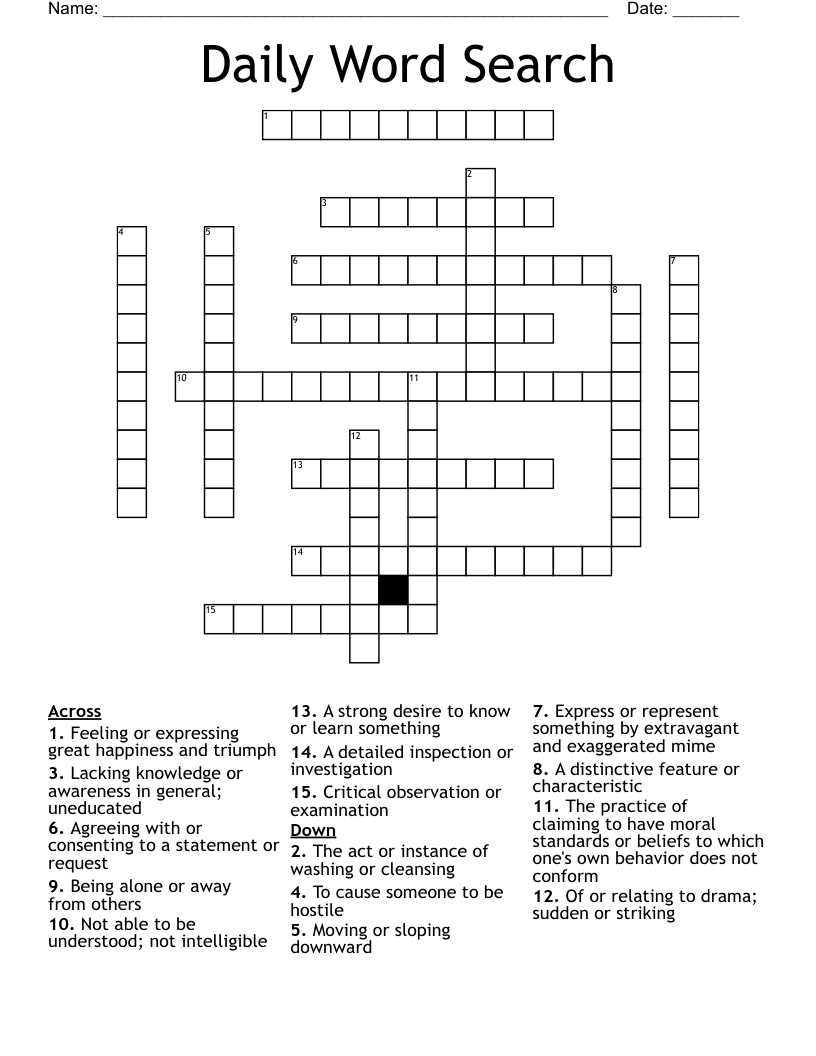 Daily Word Search Crossword