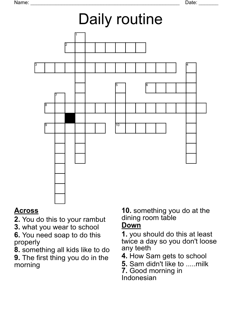 Daily routine Crossword