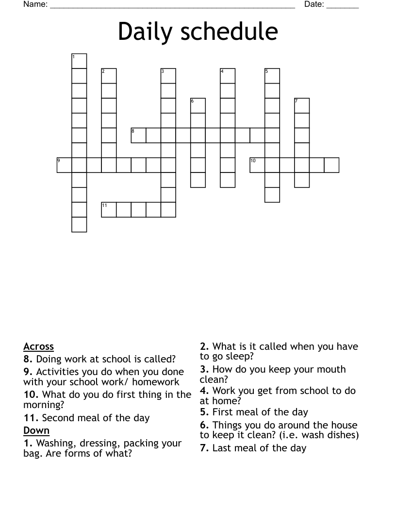 Daily schedule  Crossword