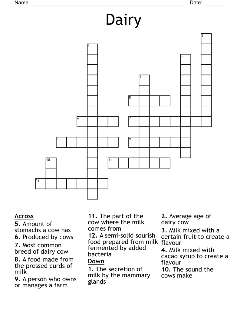 Dairy Crossword