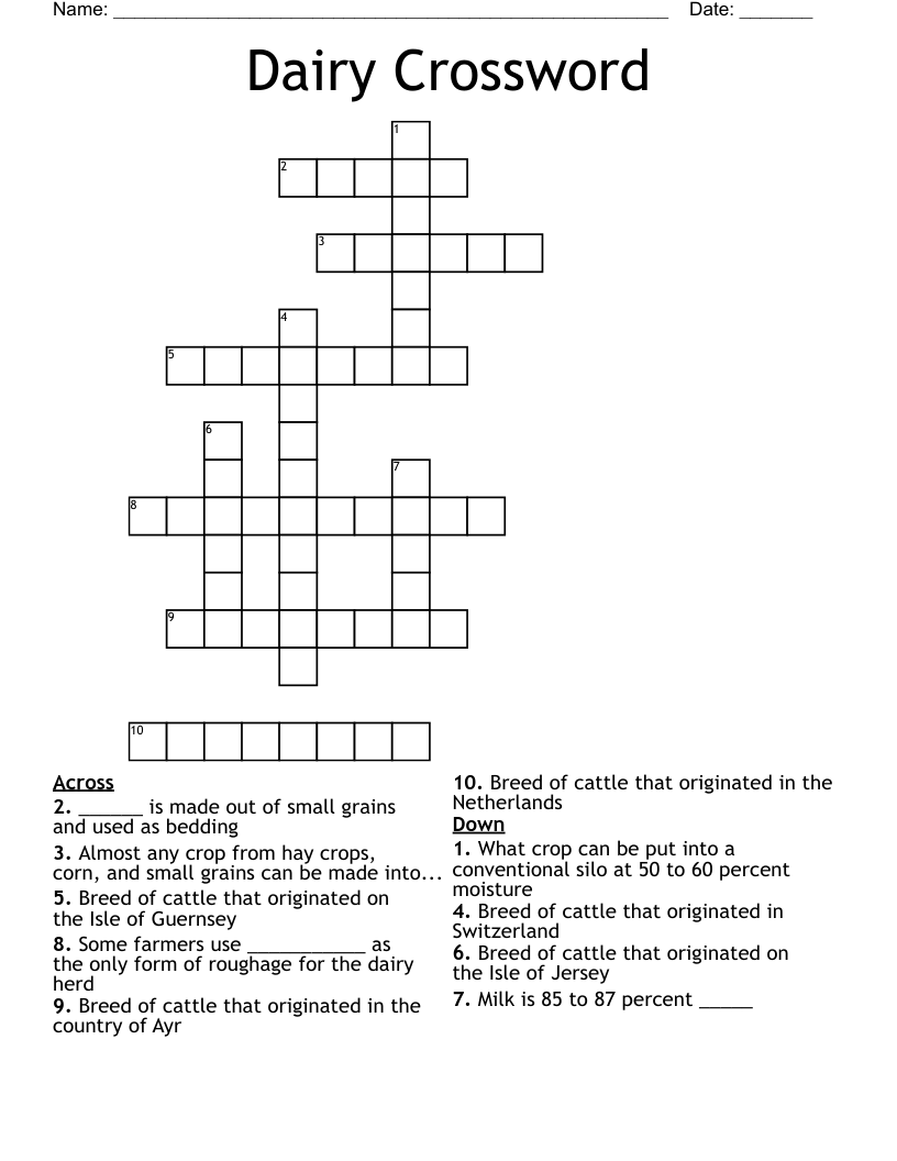 Dairy Crossword