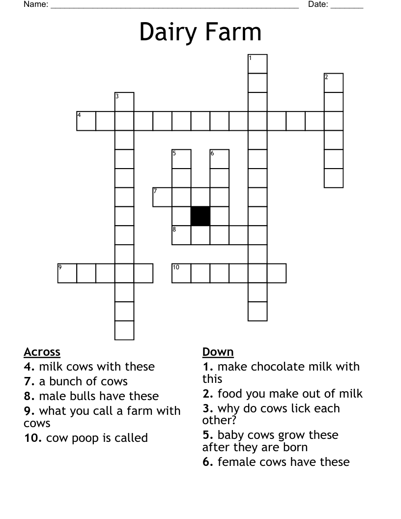 Dairy Farm Crossword