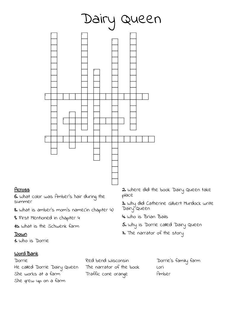 Dairy Queen Crossword