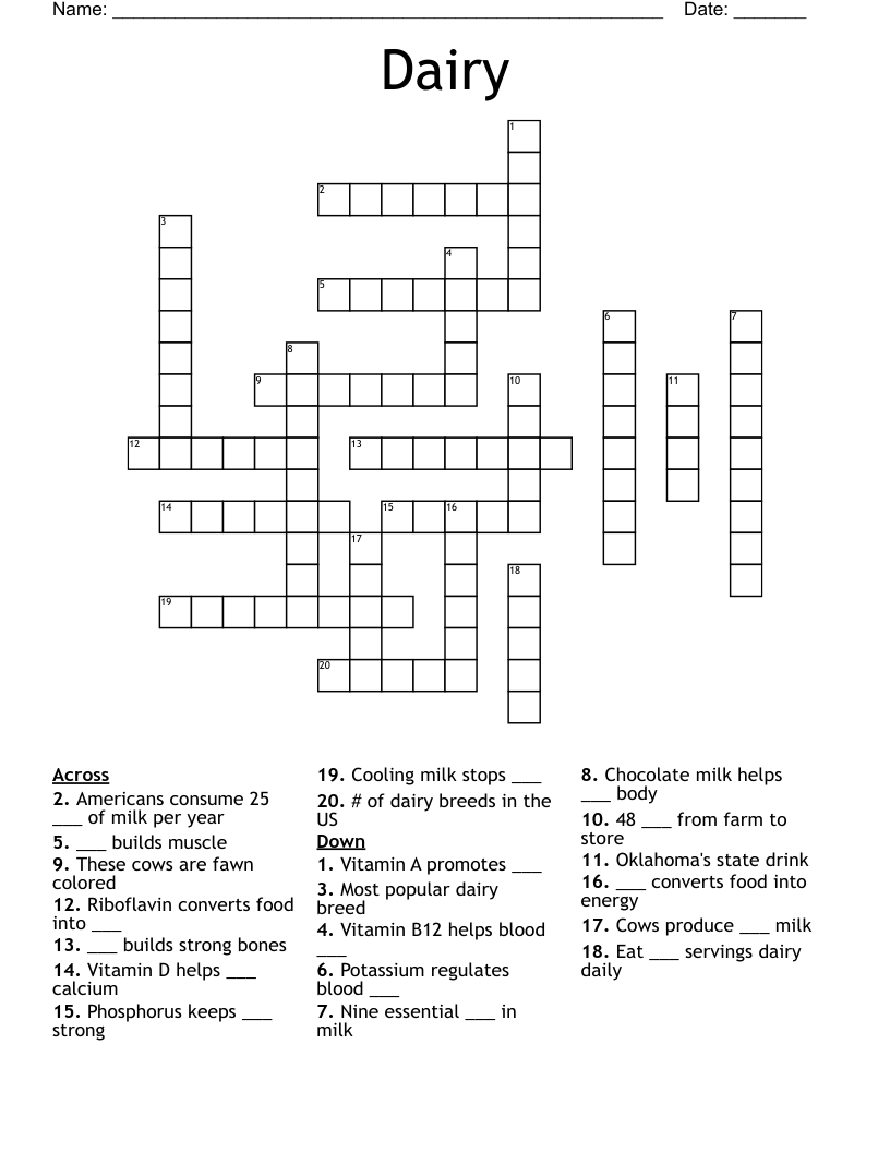 Dairy  Crossword