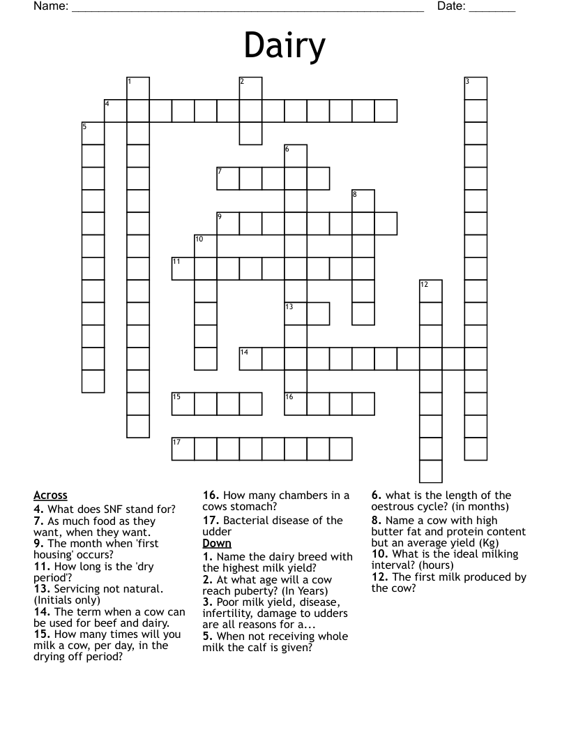Dairy  Crossword