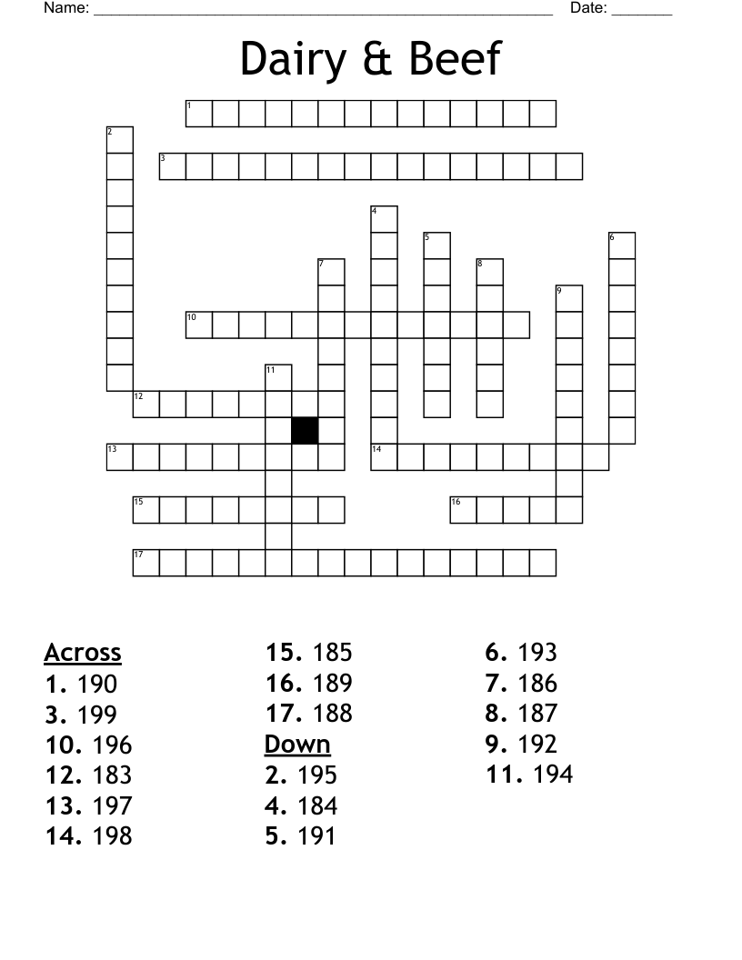Dairy & Beef  Crossword
