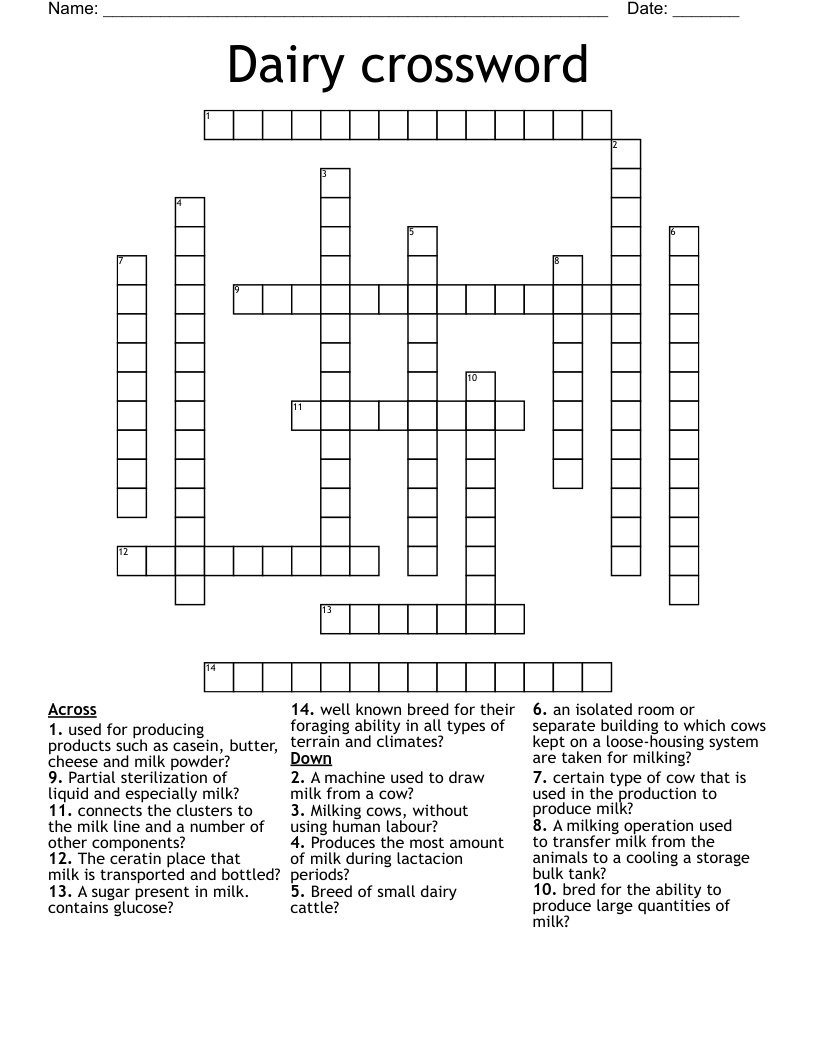 Dairy crossword