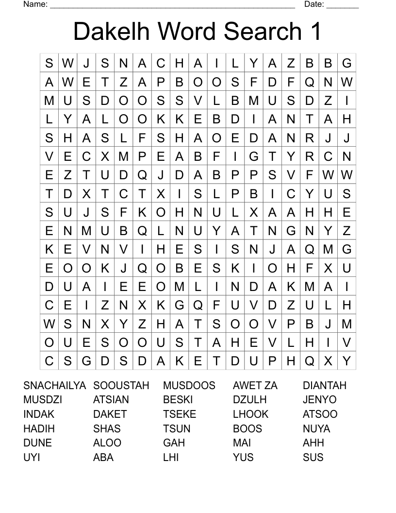 Dakelh Word Search 1