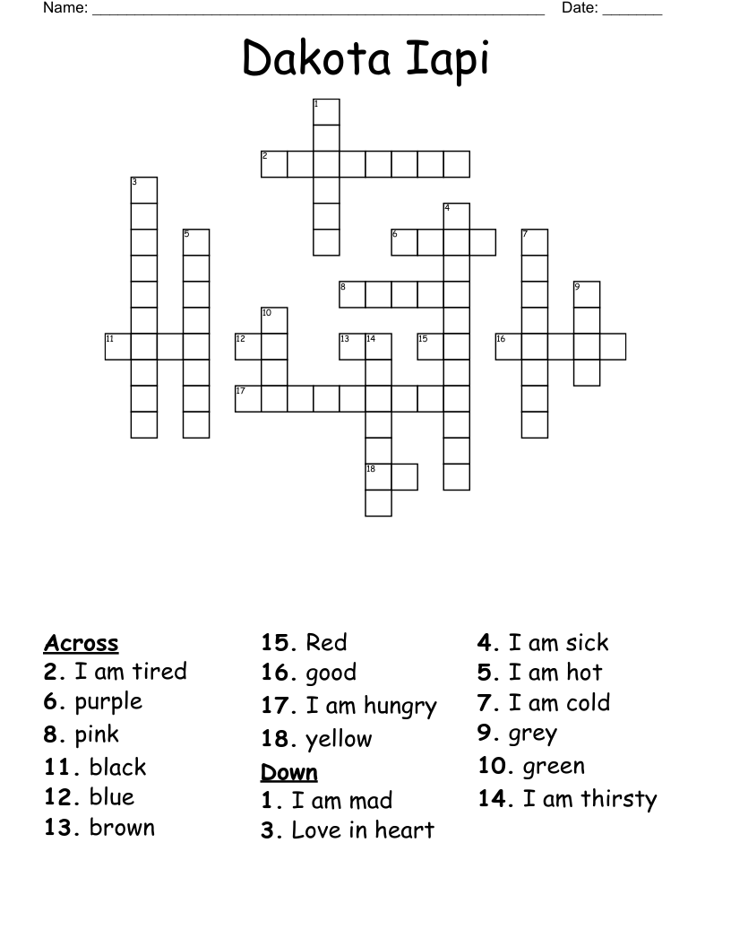 Dakota Iapi Crossword