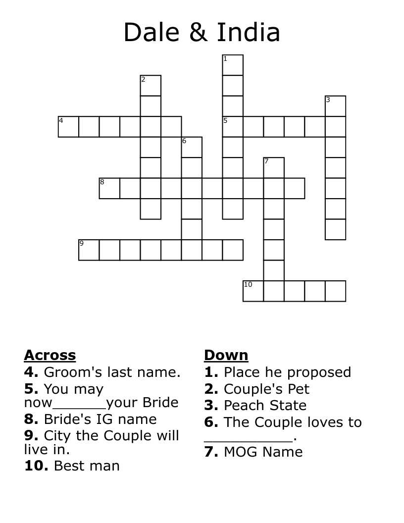 Dale & India Crossword