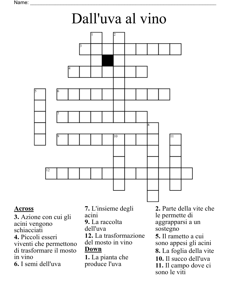Dall'uva al vino Crossword