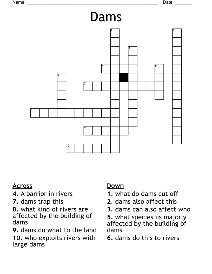 Dams Crossword
