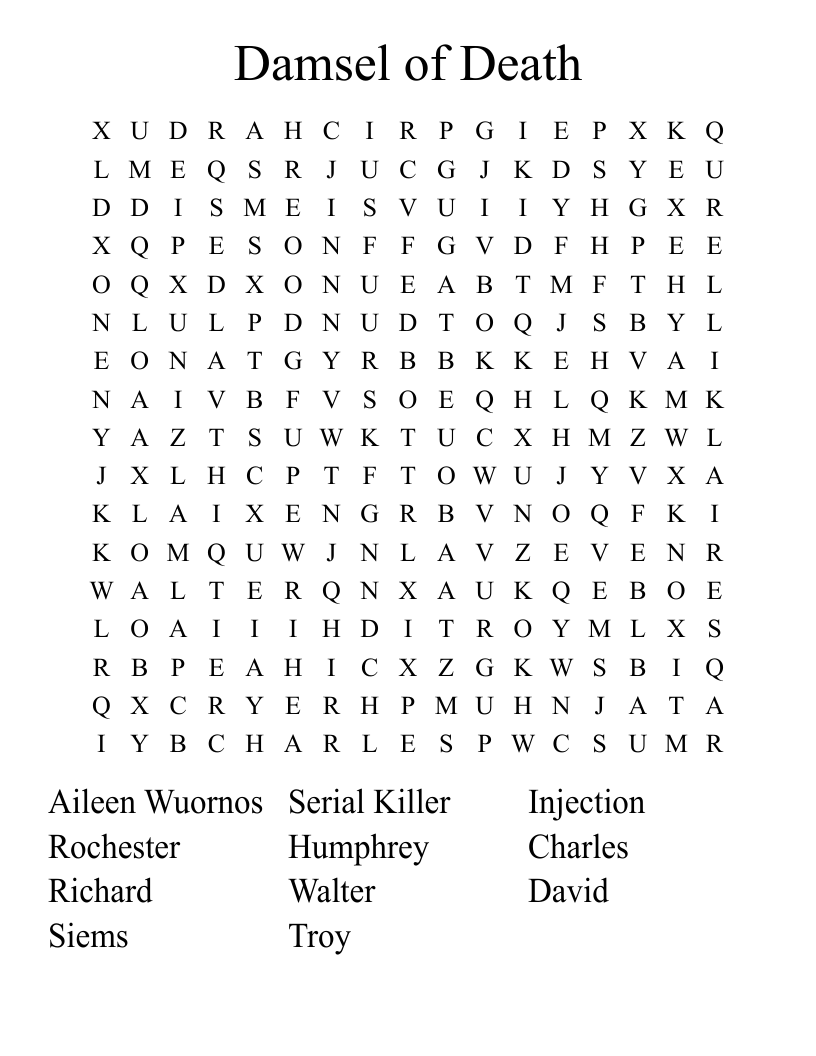 Damsel of Death Word Search