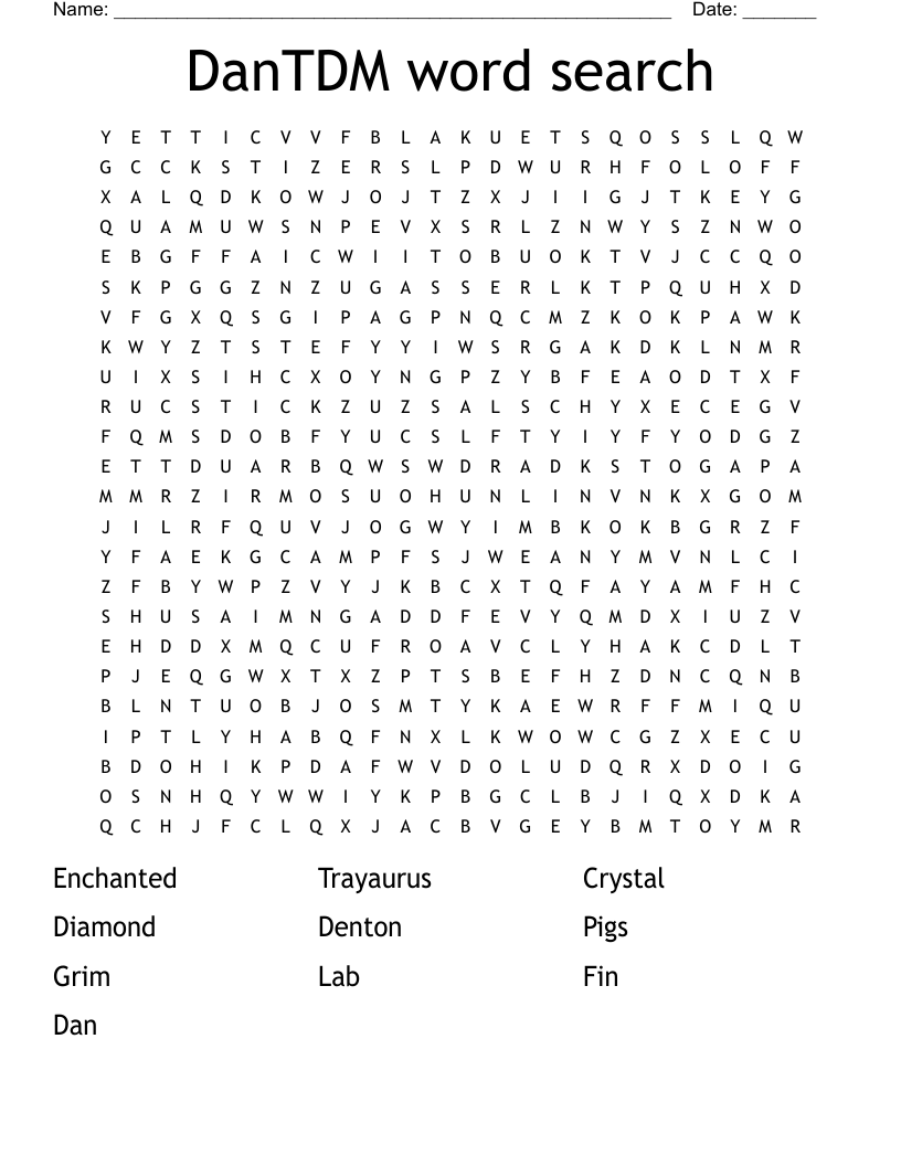DanTDM word search 