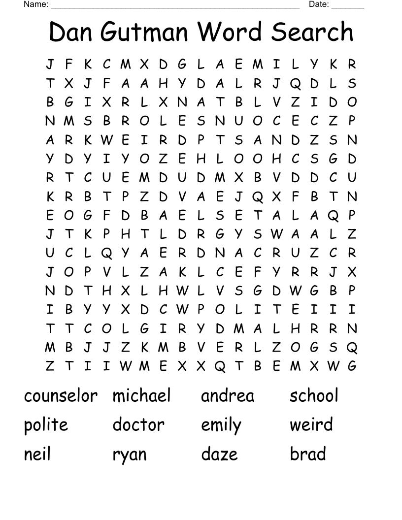 Dan Gutman Word Search