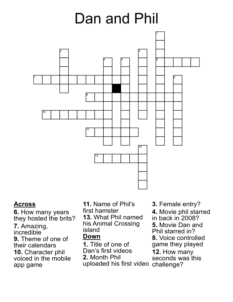 Dan and Phil Crossword