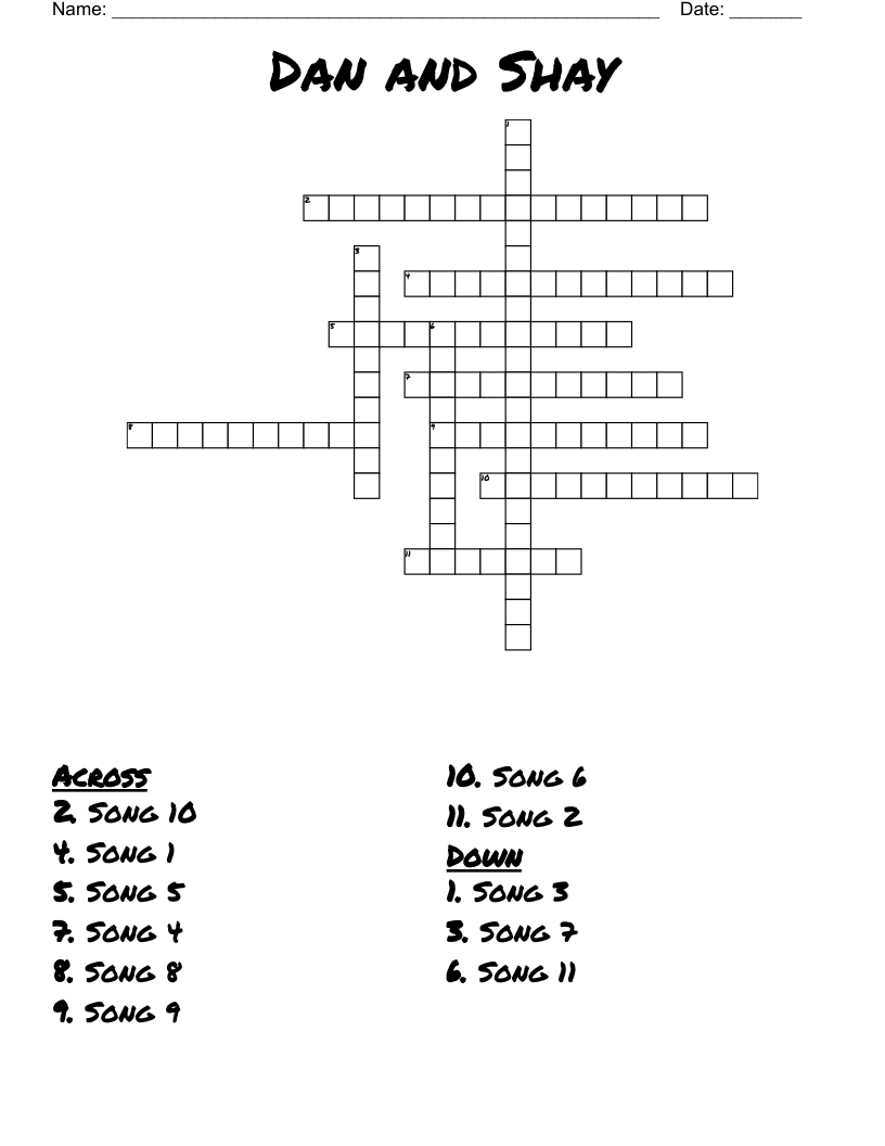 Dan and Shay Crossword